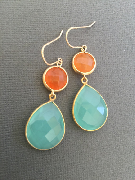 Orange and shop blue earrings